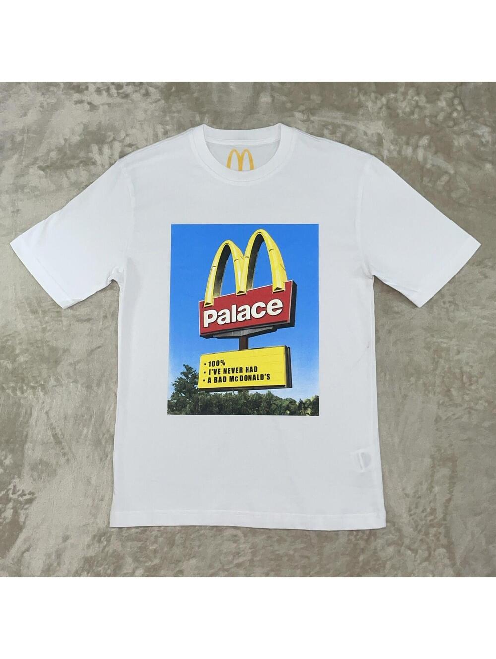 Palace x McDonald’s Men's Graphic Print Sign White T Shirt Size Small NWOT